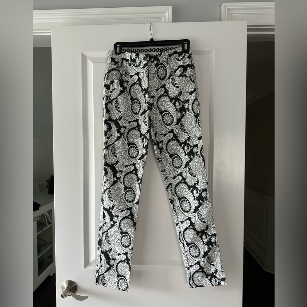 Anthropologie /Gretchen Scott Black and White Paisley Pants